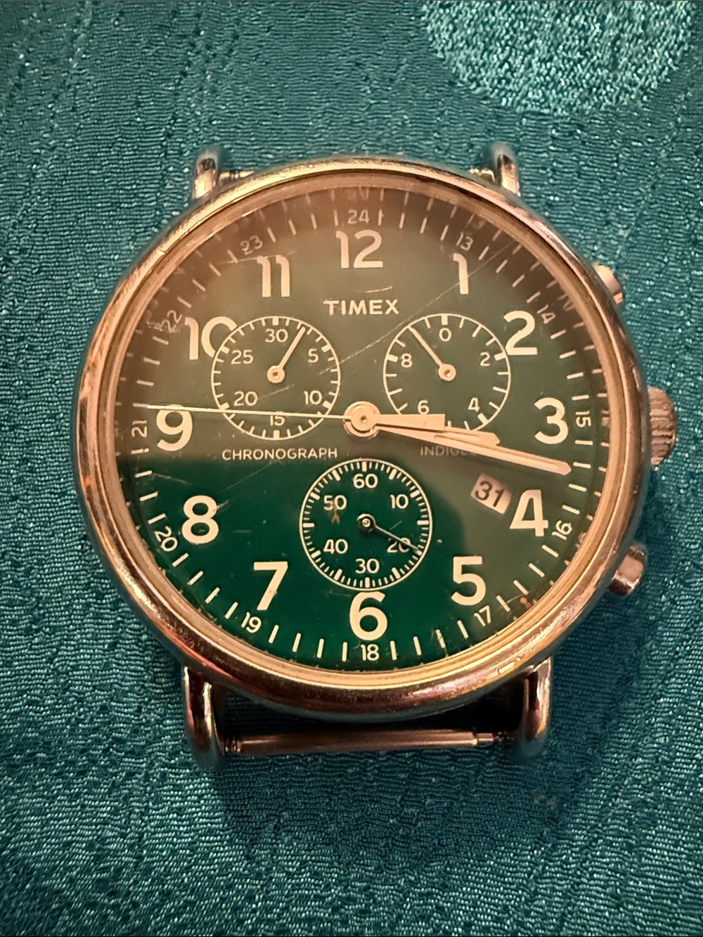 Timex Men’s Chronograph Watch - Green Dial with Silver Case needs band
